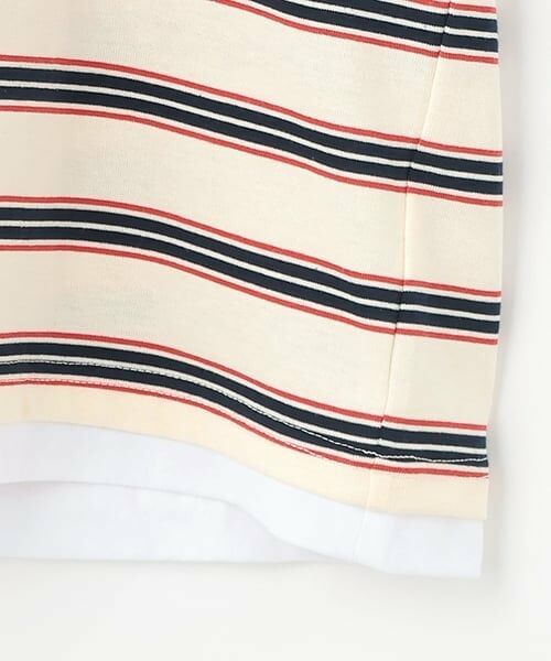 GLAZOS / グラソス Tシャツ | 【大人向けサイズあり】ボーダー・ワンポイント刺しゅうレイヤードビッグ半袖Tシャツ | 詳細5