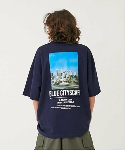 GLAZOS / グラソス Tシャツ | 【大人向けサイズあり】【接触冷感】ハイクールコットン・バックフォト半袖Tシャツ（紺）