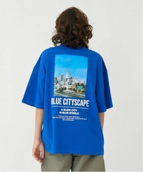 GLAZOS / グラソス Tシャツ | 【大人向けサイズあり】【接触冷感】ハイクールコットン・バックフォト半袖Tシャツ（ブルー）