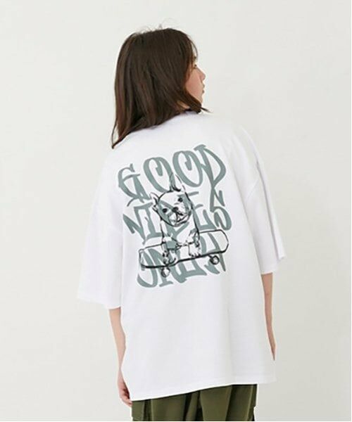GLAZOS / グラソス Tシャツ | 【大人向けサイズあり】【接触冷感】ハイクールコットン・DOGプリント半袖Tシャツ（シロ(フレンチブル)）