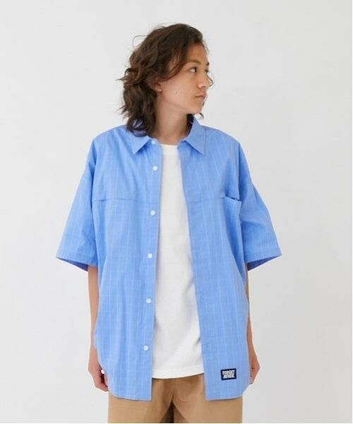 GLAZOS / グラソス シャツ・ブラウス | 【大人向けサイズあり】【FORGETNEVER】チェック半袖シャツ_GLSW（ブルー）