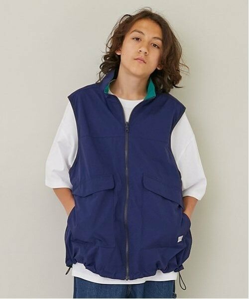 GLAZOS / グラソス ダウンジャケット・ベスト | 【大人向けサイズあり】【FORGETNEVER】リバーシブルベスト_GLSW（紺）