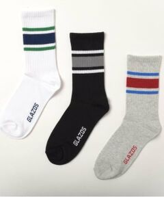 GLAZOS / グラソス ソックス | 【大人向けサイズあり】クルー丈ラインソックス３足セット