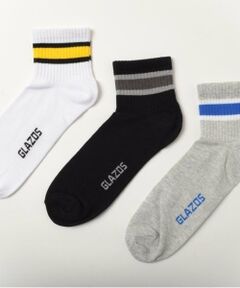 GLAZOS / グラソス ソックス | 【大人向けサイズあり】ショート丈ラインソックス３足セット