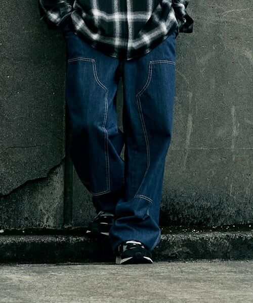 GLAZOS / グラソス その他パンツ | デニム・ダブルニーペインターパンツ（ディープ ブルー）