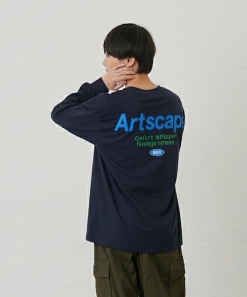 GLAZOS / グラソス Tシャツ | ポケットロゴプリント長袖Tシャツ（紺）