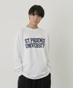 GLAZOS / グラソス Tシャツ | フロッキーカレッジロゴプリント長袖Tシャツ