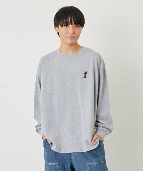 GLAZOS / グラソス Tシャツ | 【GLSW.】【ヘビーウェイト天竺】アソート刺繍ロゴ長袖Tシャツ（トップ グレー）