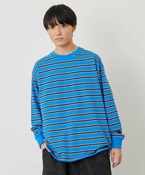GLAZOS / グラソス Tシャツ | ボーダー長袖Tシャツ（ブルー）