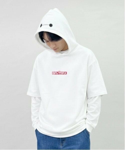 GLAZOS / グラソス Tシャツ | 【DISNEY】BAYMAX_フード付き半袖ビッグTシャツ（白）