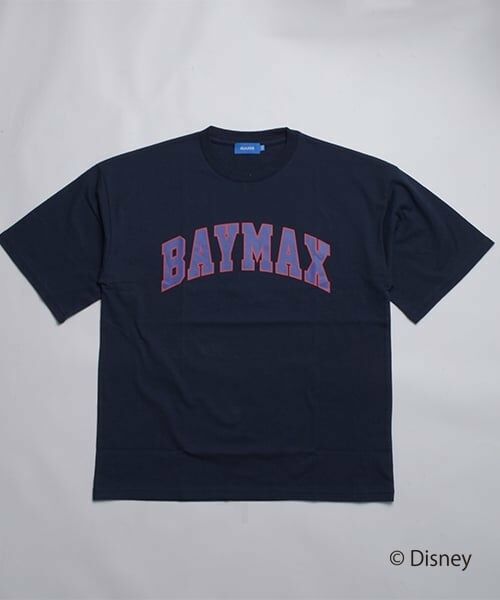 GLAZOS / グラソス Tシャツ | 【DISNEY】BAYMAX_カレッジロゴ半袖Tシャツ（紺）