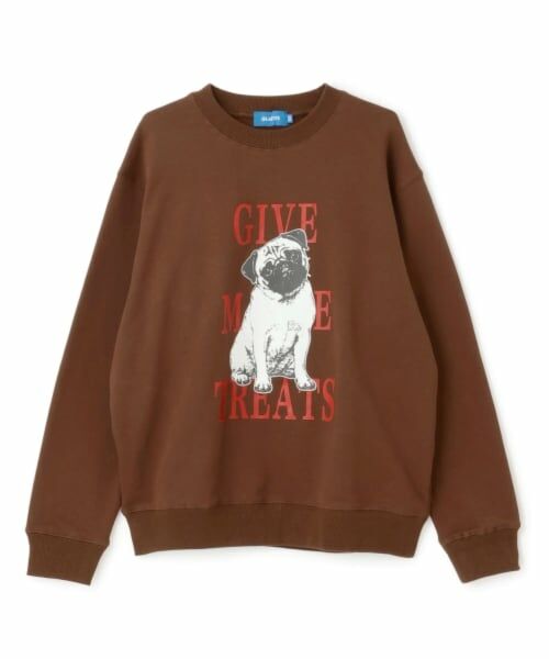 GLAZOS / グラソス スウェット | アニマル フロントプリント 裏毛トレーナー（茶）