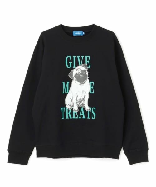 GLAZOS / グラソス スウェット | アニマル フロントプリント 裏毛トレーナー（黒）