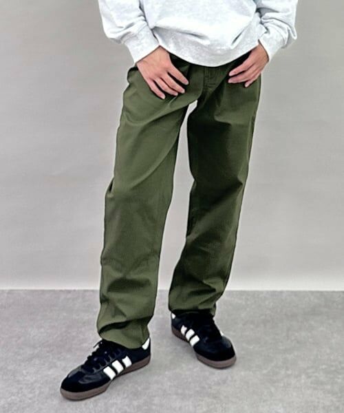 GLAZOS / グラソス その他パンツ | 綿ポリストレッチツイル・スリムパンツ（カーキ）