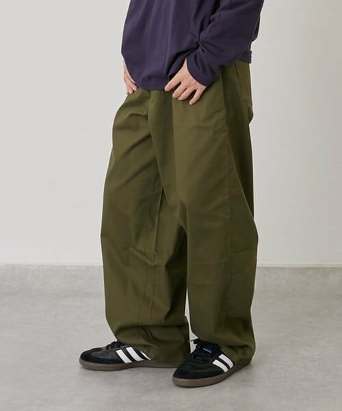 GLAZOS / グラソス その他パンツ | 綿ポリストレッチツイル・バギーパンツ（カーキ）