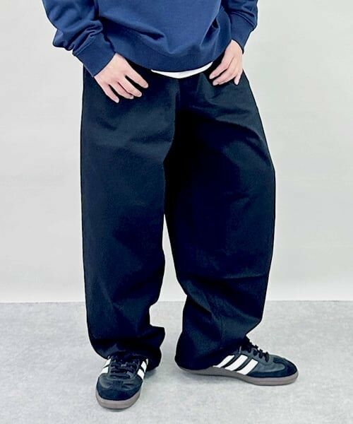 GLAZOS / グラソス その他パンツ | 綿ポリストレッチツイル・バギーパンツ（黒）