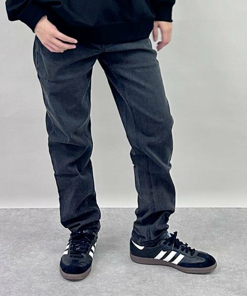 GLAZOS / グラソス ショート・ハーフ・半端丈パンツ | 裏起毛ストレッチデニム・スリムパンツ（黒）