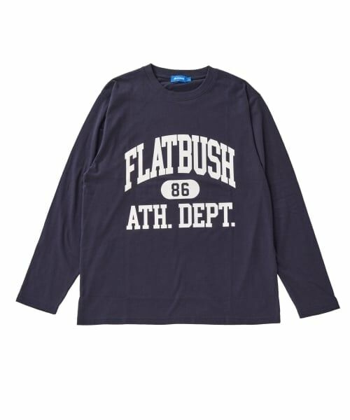 GLAZOS / グラソス Tシャツ | 【プチプラ】フロントカレッジロゴ長袖Tシャツ（紺）