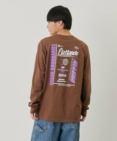 【プチプラ】バック２トーンロゴプリント長袖Tシャツ