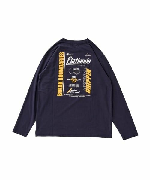 GLAZOS / グラソス Tシャツ | 【プチプラ】バック２トーンロゴプリント長袖Tシャツ（紺）