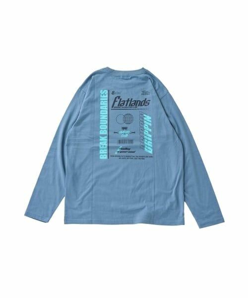 GLAZOS / グラソス Tシャツ | 【プチプラ】バック２トーンロゴプリント長袖Tシャツ（ブルー）