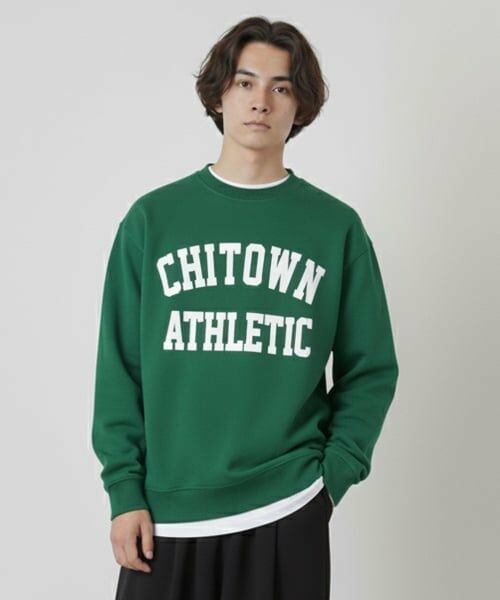 GLAZOS / グラソス スウェット | 【プチプラ】【乾きやすい】アソートフロントプリントトレーナー（グリーン）