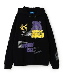 GLAZOS / グラソス パーカー | 【毛玉になりにくい】ランダムプリントビッグパーカー