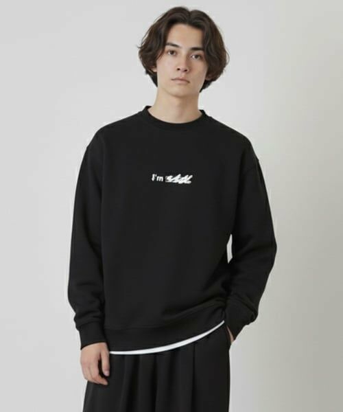 GLAZOS / グラソス スウェット | 【毛玉になりにくい】I 'm ロゴフロントプリントトレーナー(黒)