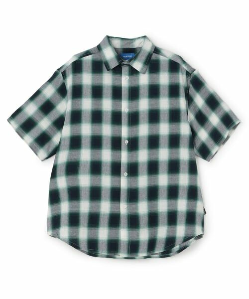 GLAZOS / グラソス シャツ・ブラウス | チェック半袖シャツ（グリーン）