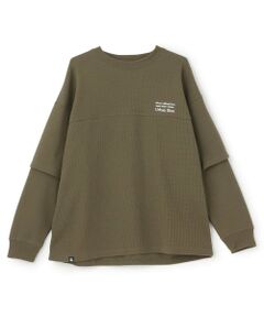 GLAZOS / グラソス Tシャツ | 袖レイヤードワンポイント刺しゅう長袖Tシャツ