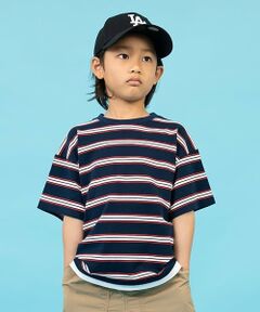 GLAZOS / グラソス Tシャツ | 【SKIT0LY】ボーダー・ポイント刺繍レイヤード半袖Tシャツ