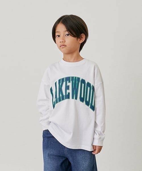 GLAZOS / グラソス Tシャツ | 【SKIT0LY】ビッグカレッジフロントプリント長袖Tシャツ（白）