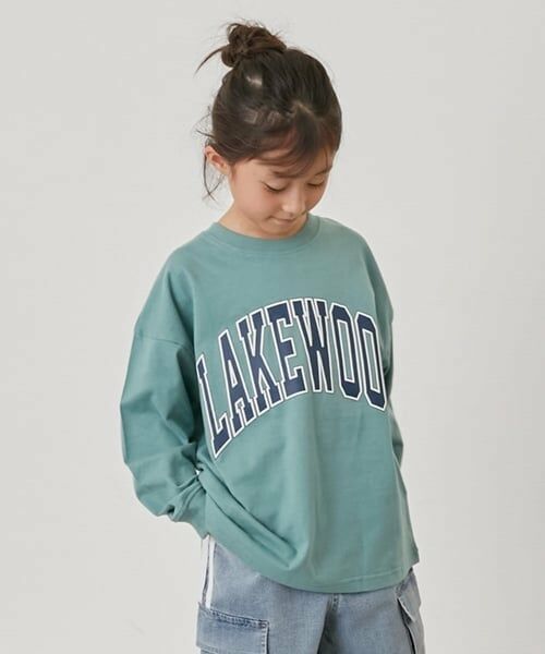 GLAZOS / グラソス Tシャツ | 【SKIT0LY】ビッグカレッジフロントプリント長袖Tシャツ（グリーン）