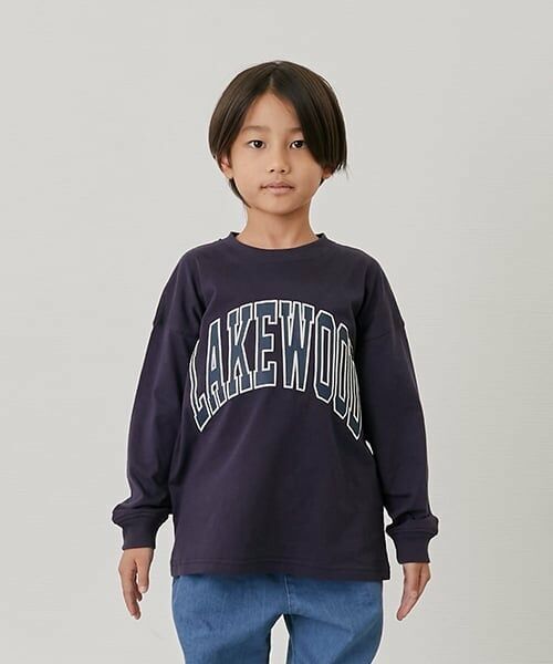 GLAZOS / グラソス Tシャツ | 【SKIT0LY】ビッグカレッジフロントプリント長袖Tシャツ（紺）