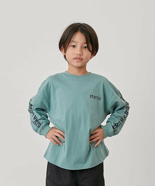 GLAZOS / グラソス Tシャツ | 【SKIT0LY】袖ロゴプリント長袖Tシャツ（グリーン）