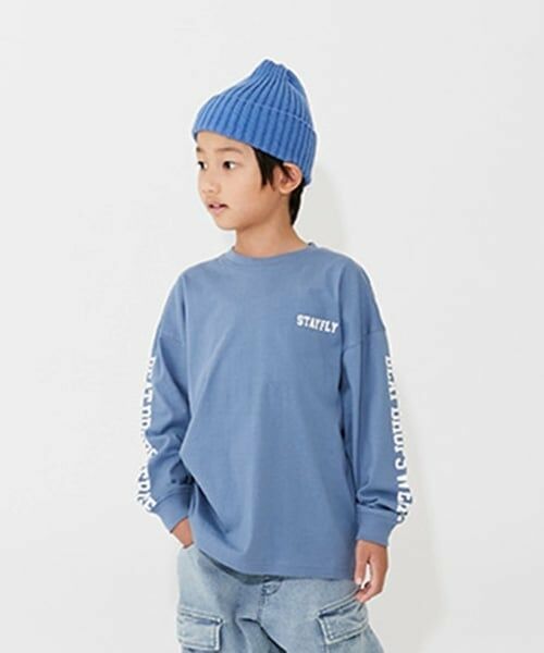 GLAZOS / グラソス Tシャツ | 【SKIT0LY】袖ロゴプリント長袖Tシャツ（ブルー）