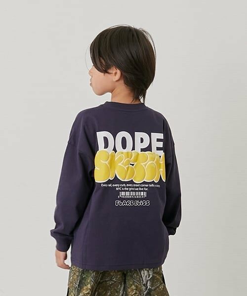 GLAZOS / グラソス Tシャツ | 【SKIT0LY】バック発泡プリント長袖Tシャツ（紺）