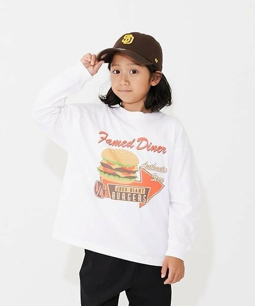 GLAZOS / グラソス Tシャツ | 【SKIT0LY】フロントハンバーガープリント長袖Tシャツ(白)