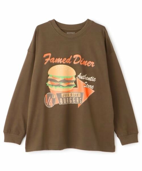 GLAZOS / グラソス Tシャツ | 【SKIT0LY】フロントハンバーガープリント長袖Tシャツ(茶)