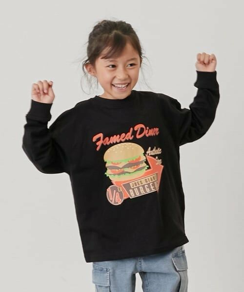 GLAZOS / グラソス Tシャツ | 【SKIT0LY】フロントハンバーガープリント長袖Tシャツ(黒)