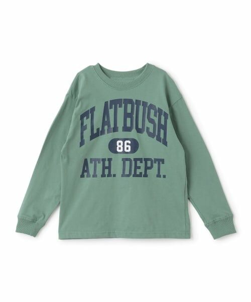 GLAZOS / グラソス Tシャツ | 【SKIT0LY】【プチプラ】フロントカレッジロゴ長袖Tシャツ（グリーン）