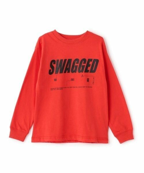 GLAZOS / グラソス Tシャツ | 【SKIT0LY】【プチプラ】バック縦ロゴプリント長袖Tシャツ（オレンジ）