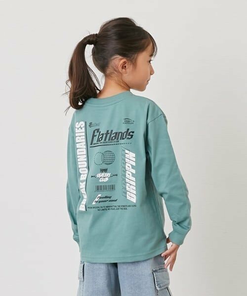 GLAZOS / グラソス Tシャツ | 【SKIT0LY】【プチプラ】バック２トーンロゴプリント長袖Tシャツ（グリーン）