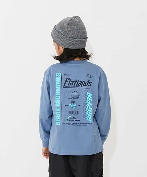 GLAZOS / グラソス Tシャツ | 【SKIT0LY】【プチプラ】バック２トーンロゴプリント長袖Tシャツ（ブルー）