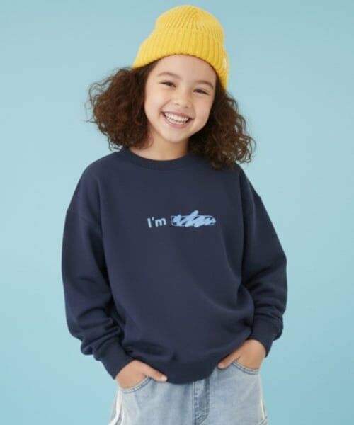 GLAZOS / グラソス スウェット | 【SKIT0LY】【毛玉になりにくい】I 'm  ロゴフロントプリント（紺）