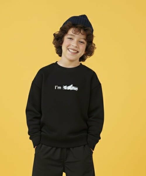 GLAZOS / グラソス スウェット | 【SKIT0LY】【毛玉になりにくい】I 'm  ロゴフロントプリント（黒）