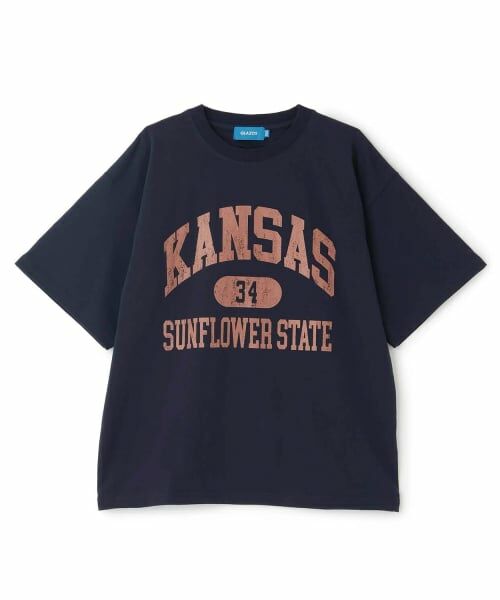 GLAZOS / グラソス Tシャツ | 【プチプラ】カレッジロゴTシャツ(紺)