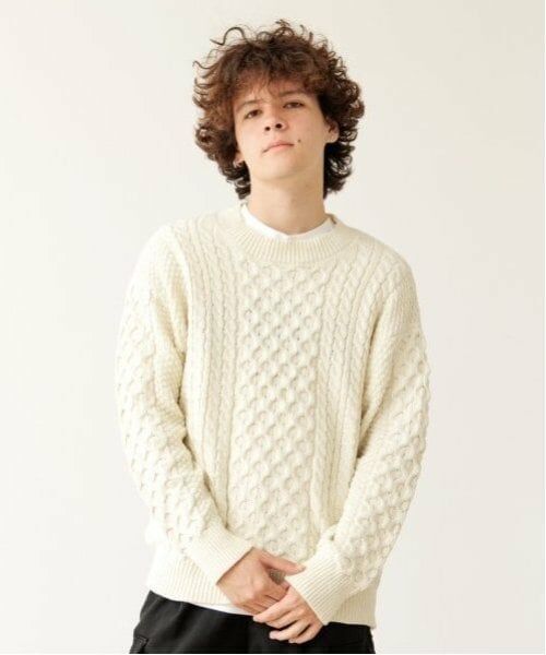 GLAZOS / グラソス ニット・セーター | 【大人向けサイズあり】ケーブルニット（シロ）