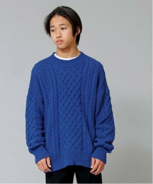 GLAZOS / グラソス ニット・セーター | 【大人向けサイズあり】ケーブルニット（ブルー）