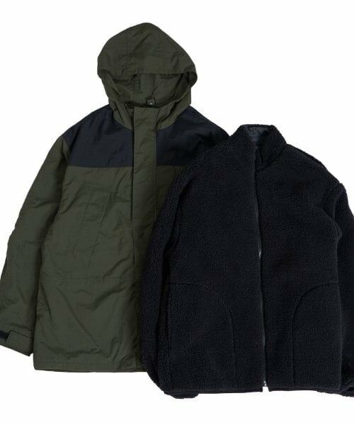 GLAZOS / グラソス その他アウター | 【大人向けサイズあり】【撥水】ナイロン・ボアインナー付き３WAYコート（カーキ）